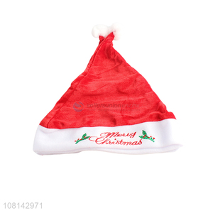 Wholesale unisex embroidered Christmas hat pleuche santa hat