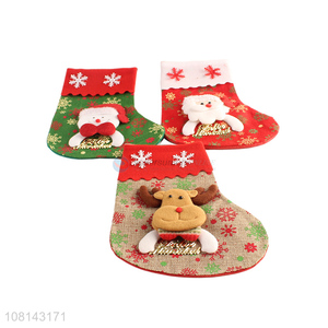 Wholesale linen cartoon Christmas stocking Christmas ornaments