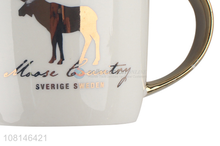 Fashion Ceramic Mug Water Cup With Gold-Rimmed  Handle