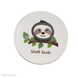 Cartoon Printed Ceramic Platter Fashion Round Plate For Home