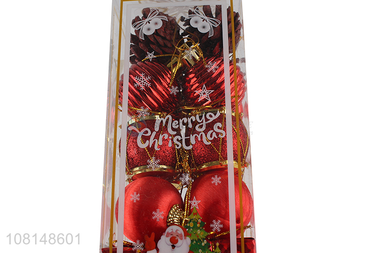 Good Price Red Christmas Balls With Pine Cone Christmas Ornaments Set