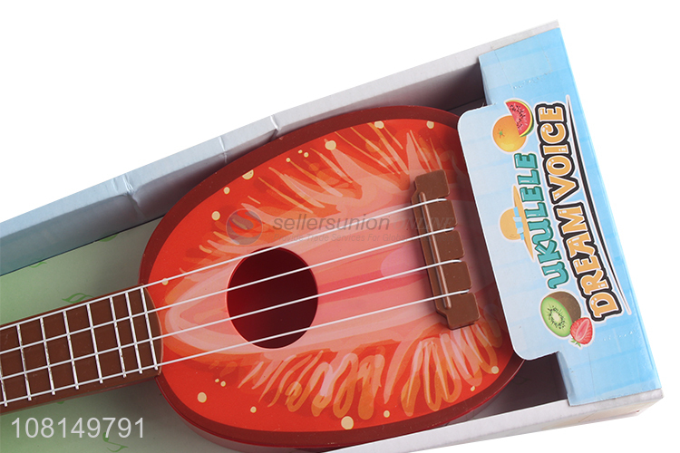 Wholesale fruit printed 4 strings toy ukulele mini guitar for kids