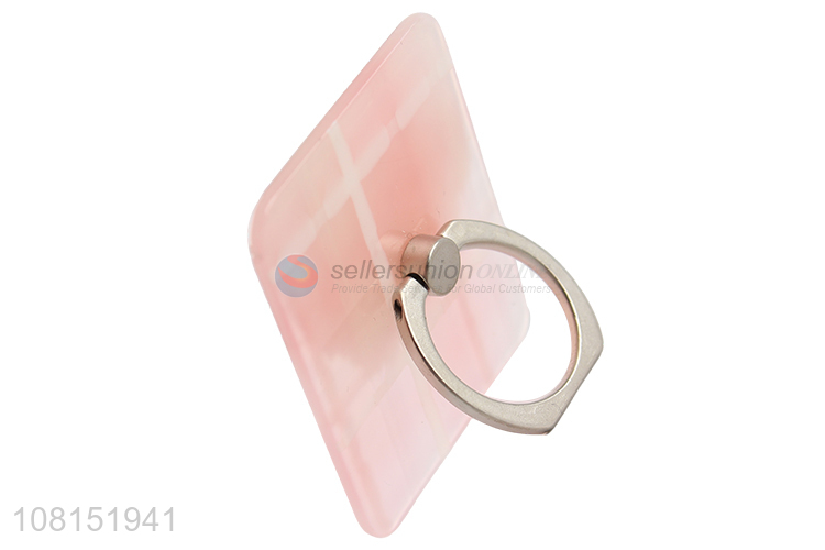 High quality pink plastic mobile phone holder with metal ring