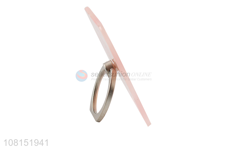 High quality pink plastic mobile phone holder with metal ring