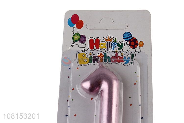 Online wholesale metallic numeral cake candle for baby shower