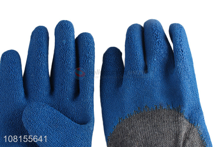 Low price 10 stitches cotton latex crinkle work gloves