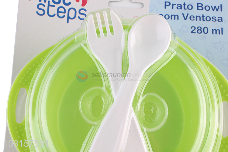 New arrival reusable baby bowl with fork and spoon set