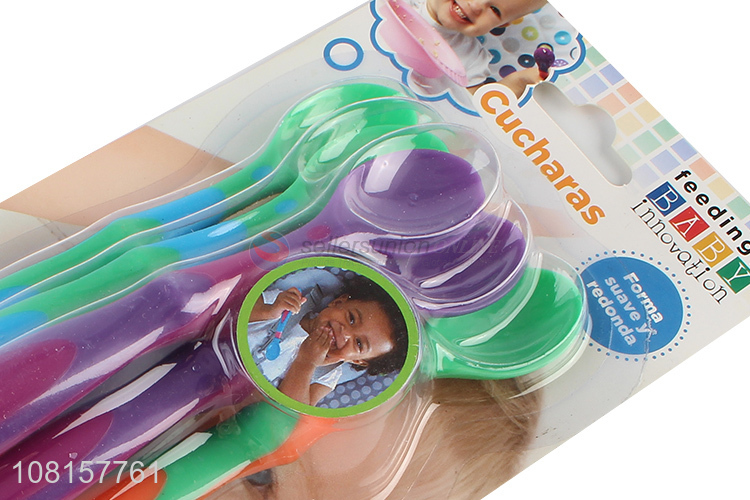 Latest products multicolor baby feeding spoon with long handle