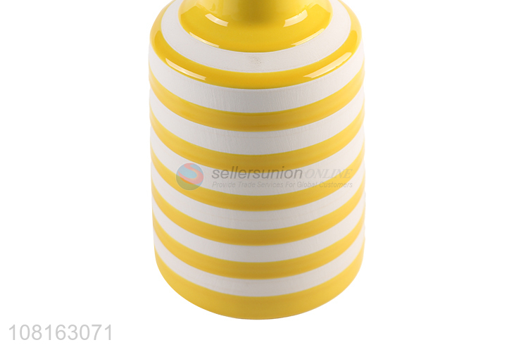 Hot selling stripe pattern ceramic flower vases home decor vases