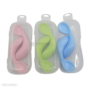 New style multicolor baby self-feeding training spoon