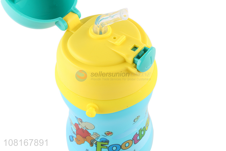 Custom Cartoon Printed Plastic Straw Bottle For Children