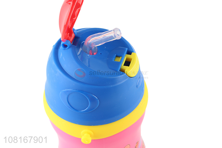 Top Quality Cartoon Pattern Water Bottle With Straw For Kids