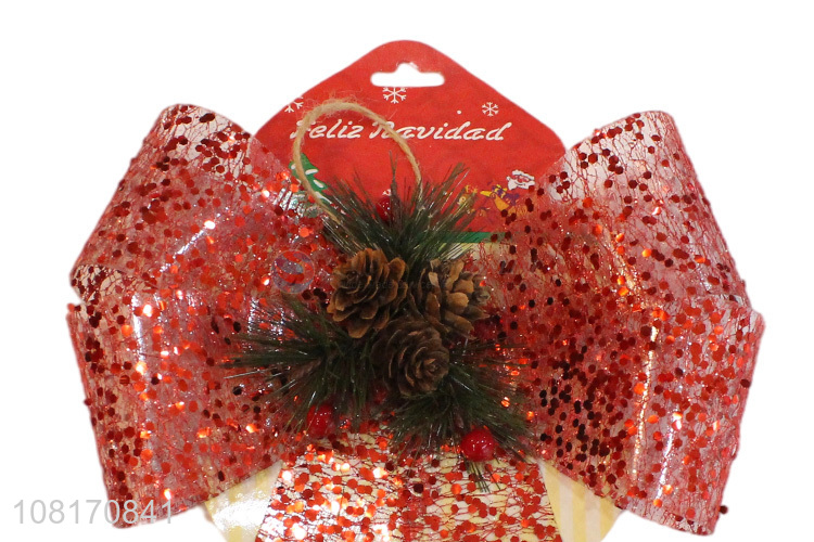 New arrival waterproof Christmas wreath bows Xmas ornaments