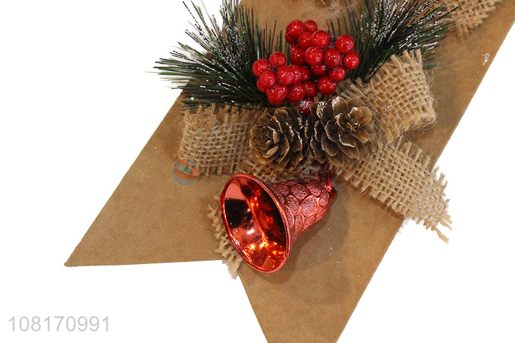 Hot sale handmade Christmas bows with pinecone red berry bell