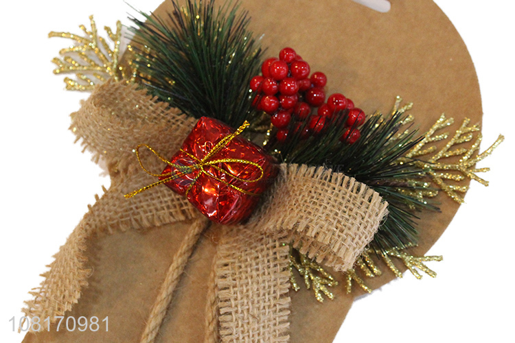 Wholesale holiday decoration bows Christmas burlap bow with bells