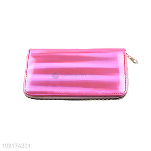 Yiwu wholesale pink PU wallet ladies portable purse