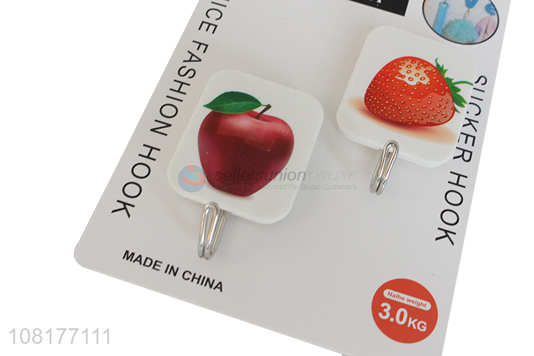 Factory wholesale 2pieces fruit pattern sticky hooks for household