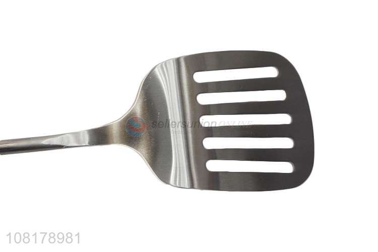 Yiwu market stainless steel slotted spatula with wooden handle