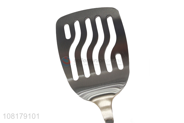 Yiwu factory wooden handle stainless steel slotted spatula