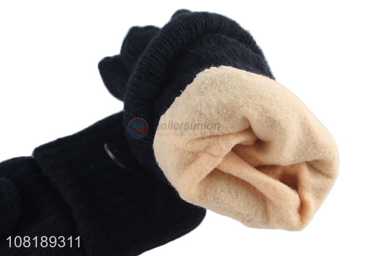 Popular products black soft polyester winter gloves for daily use