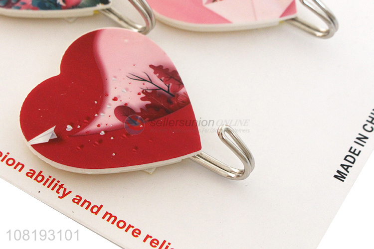 Newest Heart Shape 3 Pieces Wall Hooks Popular Sticky Hooks