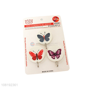 Custom Butterfly Pattern Round Sticky Hooks For Household