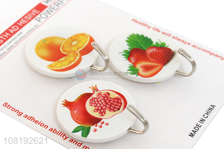 Best Quality Fruit Pattern Round Sticky Hooks Fashion Wall Hooks