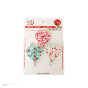 Fashion Heart Shape Sticky Hooks Self Adhesive Hooks Set