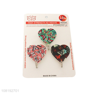 Low Price 3 Pieces Heart Shape Sticky Hook Custom Wall Hooks