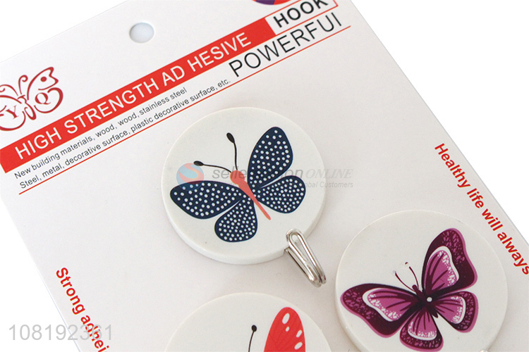 Custom Butterfly Pattern Round Sticky Hooks For Household