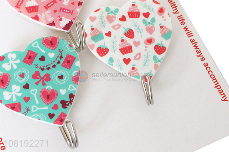 Fashion Heart Shape Sticky Hooks Self Adhesive Hooks Set