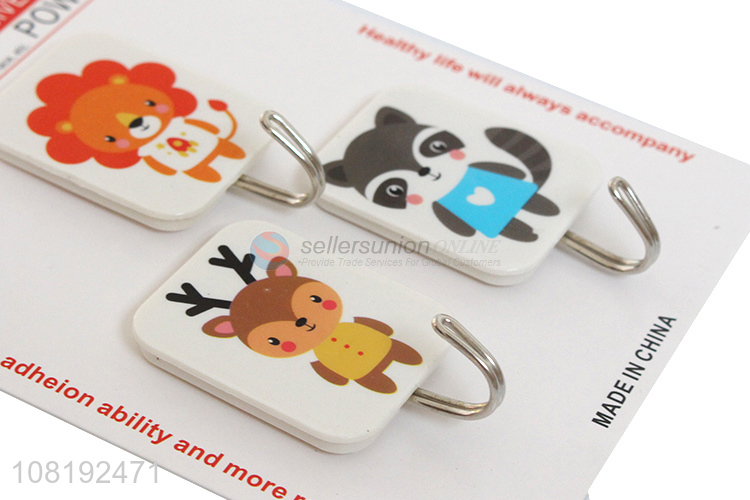 Cartoon Animal Pattern 3 Pieces Wall Hooks Fashion Sticky Hooks