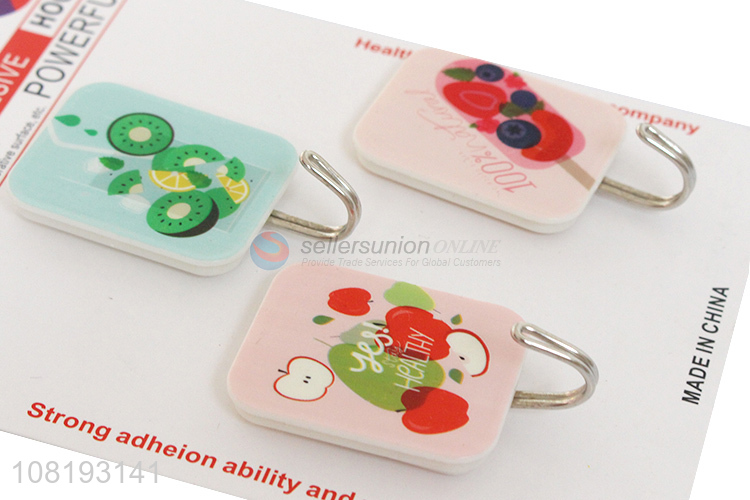 Best Quality 3 Pieces Fruit Pattern Sticky Hooks Wall Hooks