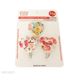 Best Sale Flower Pattern 3 Pieces Sticky Hooks Cheap Adhesive Hooks