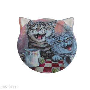 Wholesale creative cat head ceramic stone coasters for tabletop decor