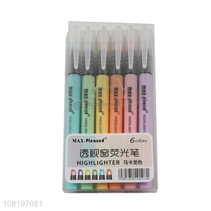 Hot selling 6 pieces macaron color highlighter pens school stationery