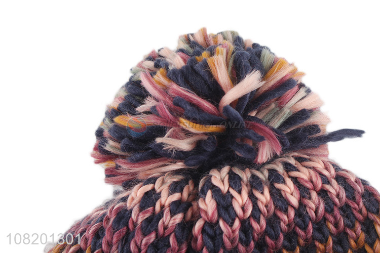 High Quality Women Winter Hat Knitted Cap With Pom Pom