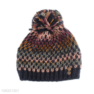 High Quality Women Winter Hat Knitted Cap With Pom Pom