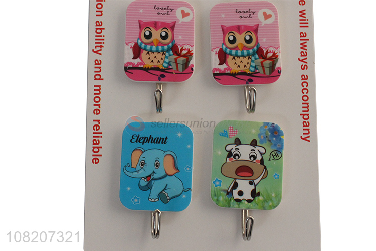 Yiwu factory cartoon pattern household sticky hooks for hanger