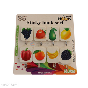 Most popular 8pieces fruit pattern household sticky hooks