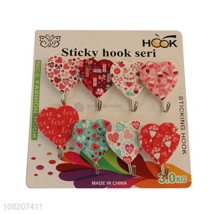 New design heart shape colourful sticky hooks for hanger