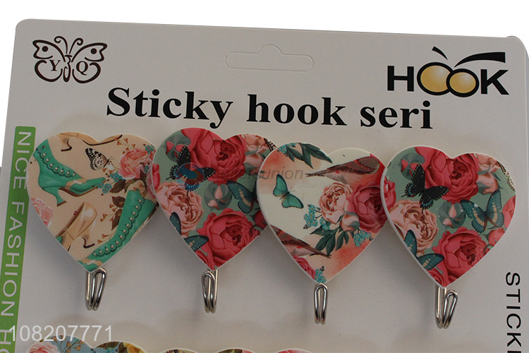 New products heart shape plastic sticky hooks for household