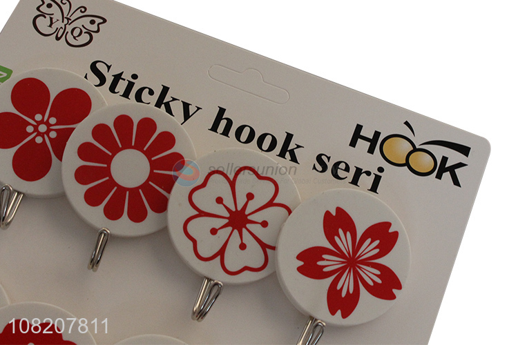 Latest design round plastic wall mounted sticky hooks