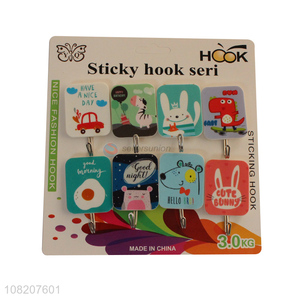 New products cartoon pattern plastic sticky hooks wall hooks