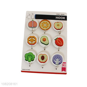 New style round fruit pattern household sticky hooks