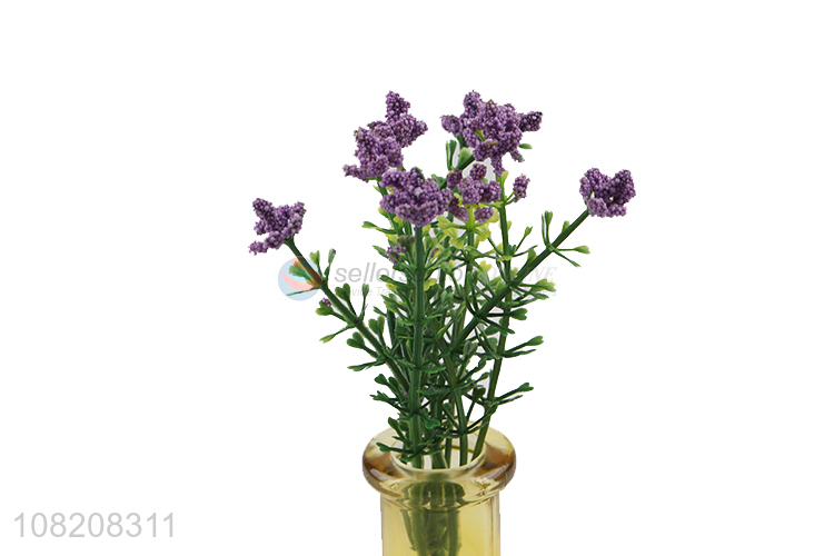 Factory price artificial flower in small glass vase for centrepiece