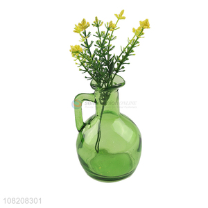 Wholesale glass flower vase with artificial plant for home decor