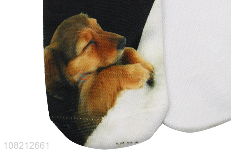 Cute design digital print puppy printed women casual socks