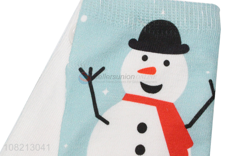 Hot selling snowman printed cute cartoon women socks for summer