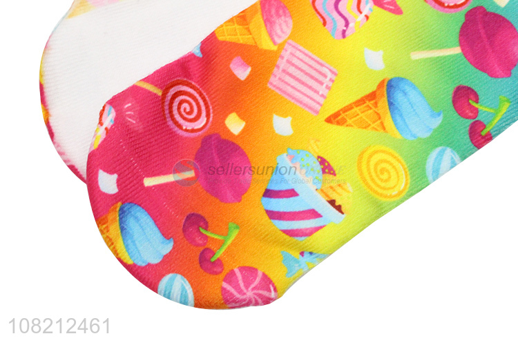 Top selling breathable food printed adult short socks